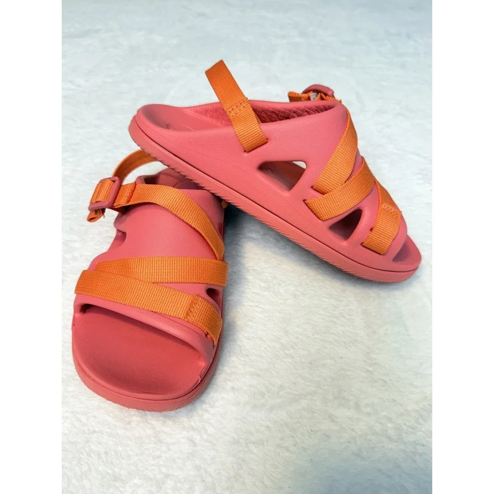 Chaco Kids/Girls Coral Pink Orange Adjustable Strap Sandals Outdoor Sz 3 EU 34